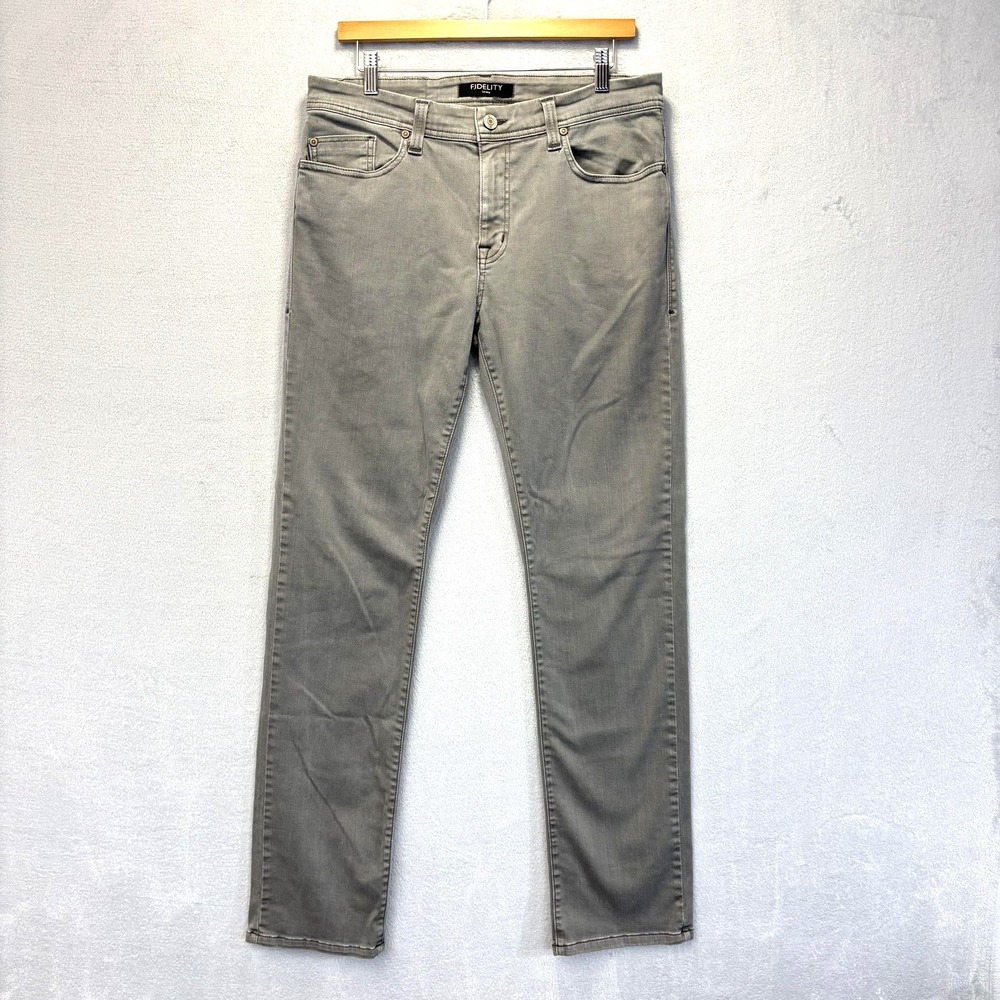 Fidelity Jimmy Jeans Mens 34x34 Gray Slim Tapered Denim Stretch USA Classic